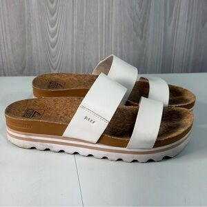 Reef Cushion Vista Hi Cloud Women's Slip On Sandals Platform White Straps Sz 8